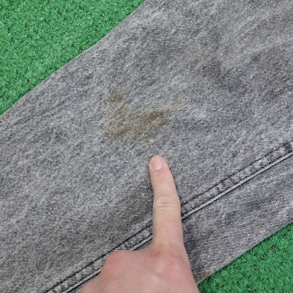 VINTAGE LEE USA MADE CHARCOAL WASH GREY DENIM BLUE JEANS 36X32 (33X30) - Picture 9 of 16